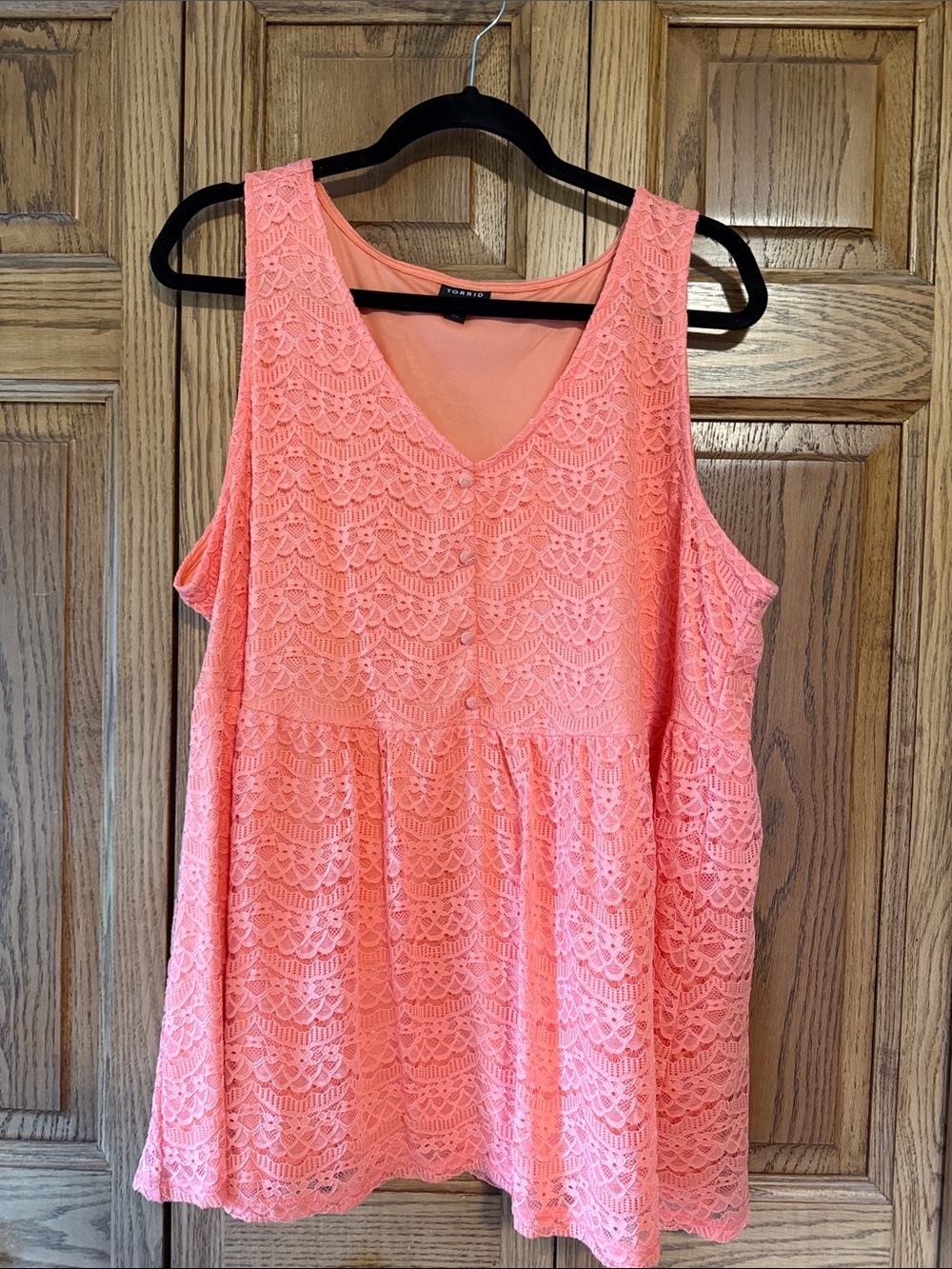 torrid Coral Lace Peplum Tank - Sleeveless V-Neck
